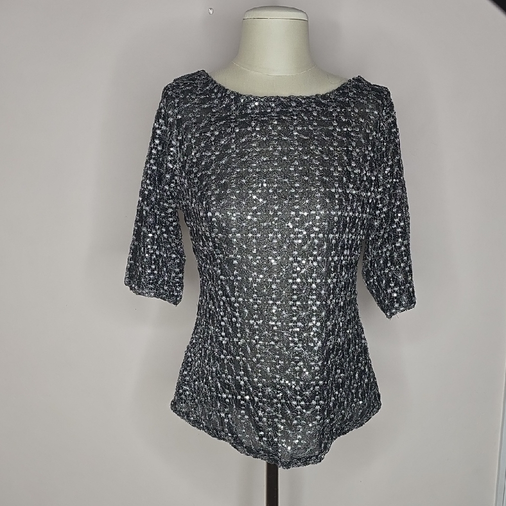 Banana Republic Black and White Geometric Blouse